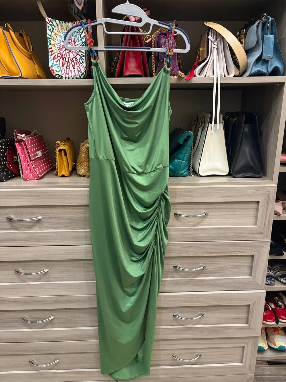 Veronica Beard Green Draped Cowl Maxi Dress - Picture 1 of 6